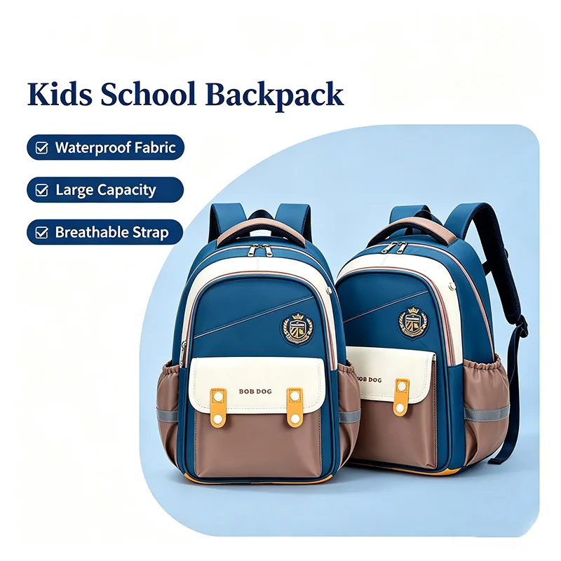 kids-ergonomic-school-backpack-with-spine-support-waterproof-material-reflective-strips-chest-buckle-large-capacity-student-book