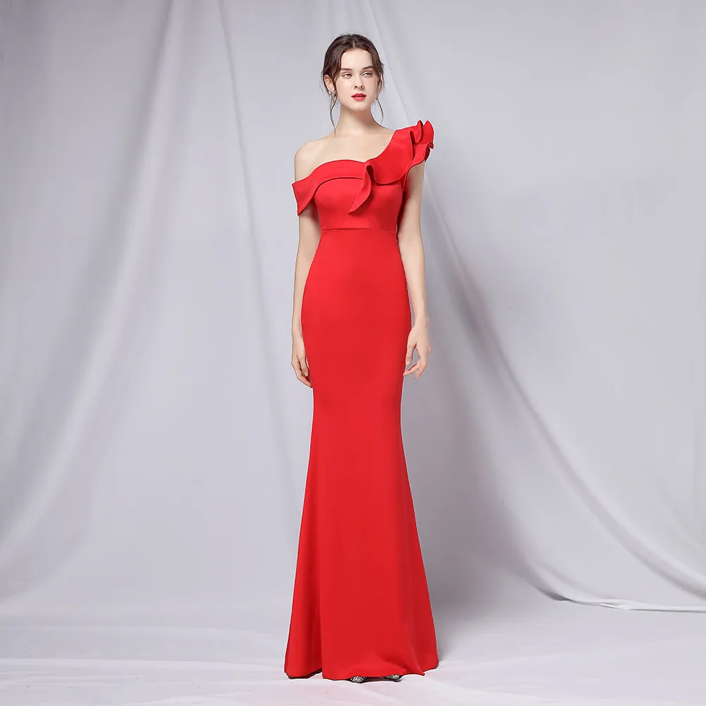 Egegant Dress for  Women Evening Party Long Sexy  Shoulder Mermaid Dress