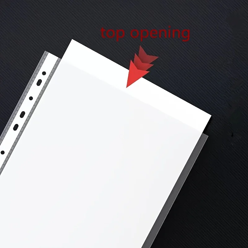 100pcs A4 File Bags | 11-Hole for 2-Ring & 3-Ring Binders | Durable PP Material | Office & School Organization | Protective Case