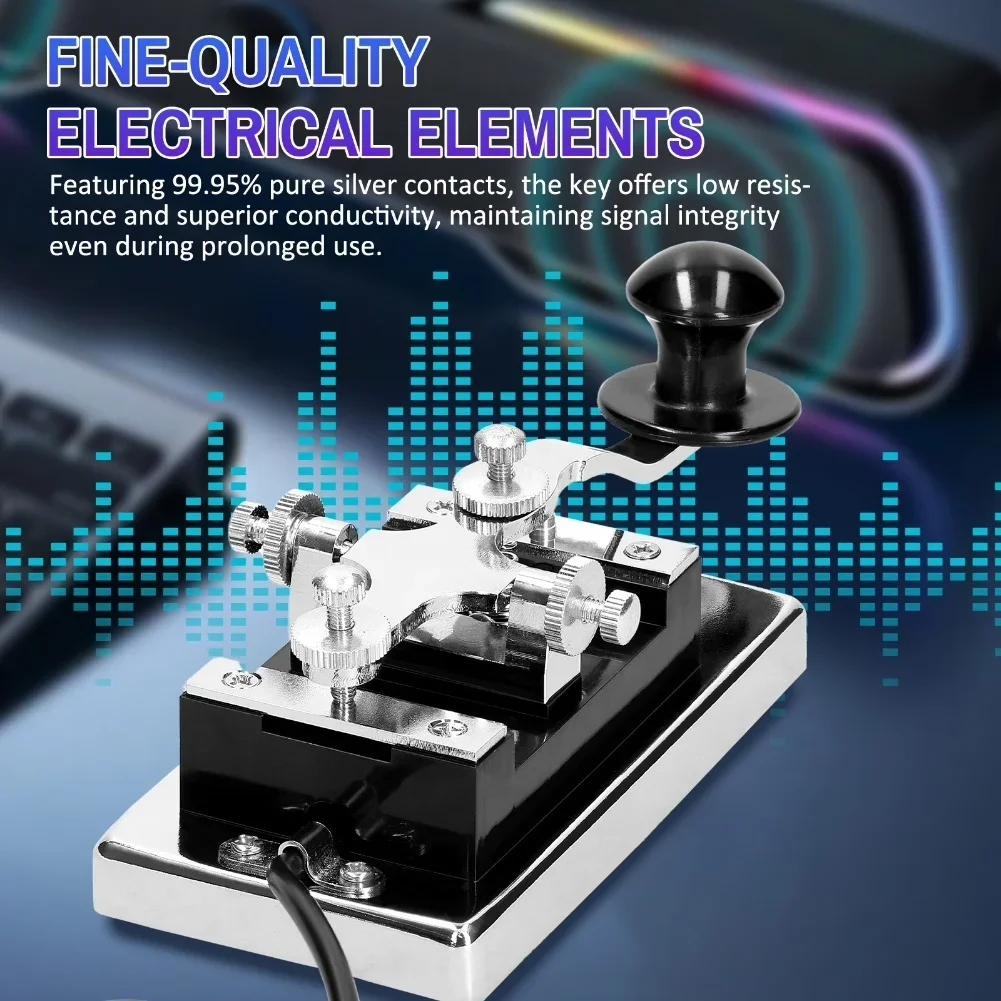 1PC 6.5mm Heavy-Duty K4 Shortwave Telegraph Key For Morse Code Communication Compatible For 3.5mm Two-Pin Option Instrument Part