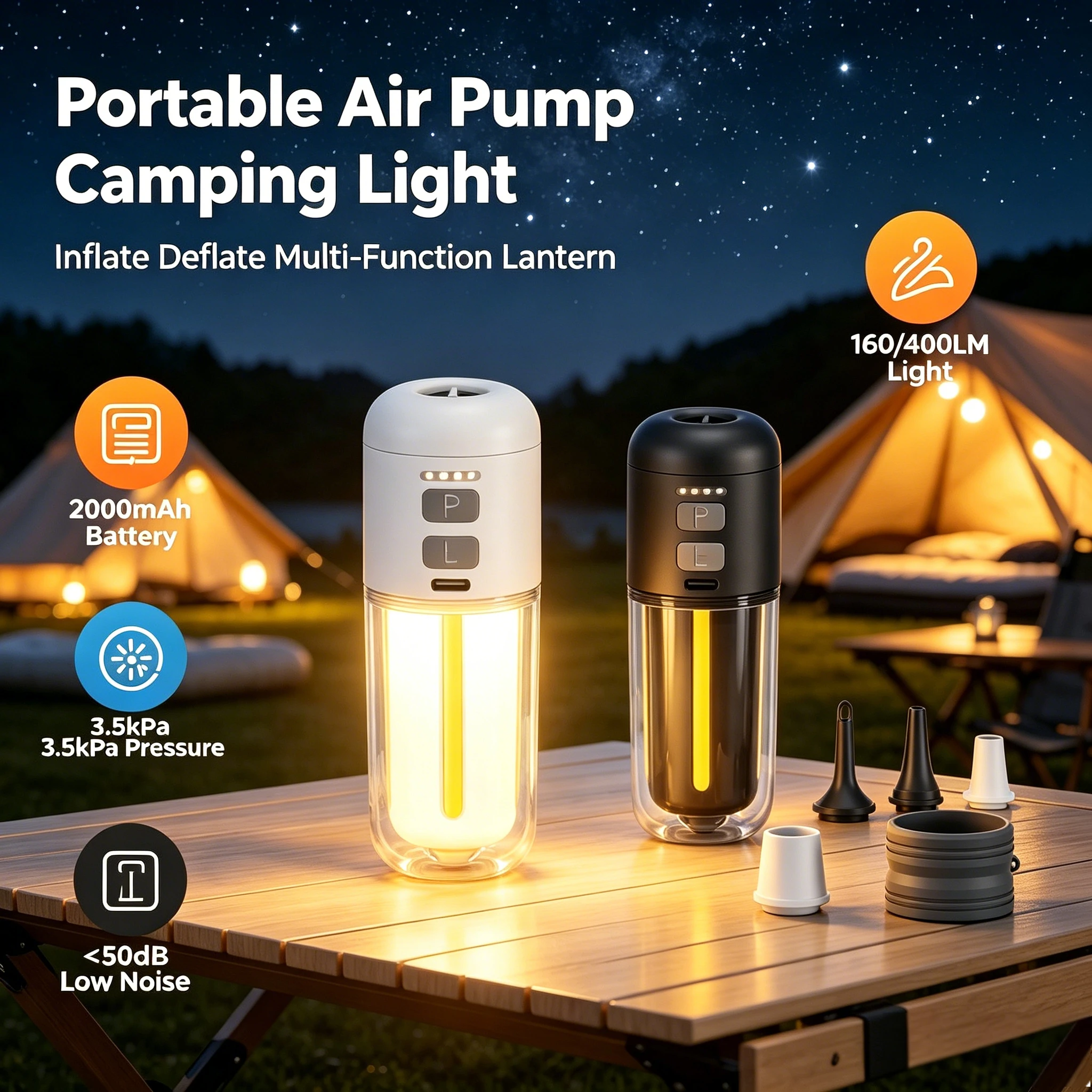 430L/min Ultra Fast Air Mattress Pump Type-C Electric Air Pump Inflate/Deflate for Air Mattress Pool Floats Vacuum Storage Bags