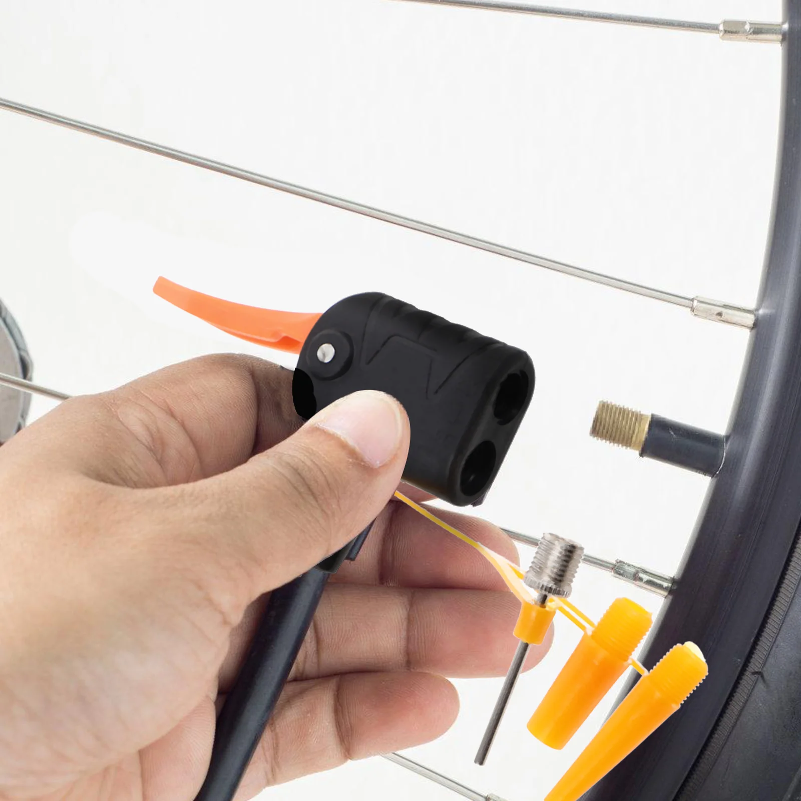 Parti di ricambio per pompa da bici regolabile da 5 pezzi Ugello adattatore valvola 2 in 1 per gonfiaggio dei pneumatici Deflazione compatibile con Us Fr Uk