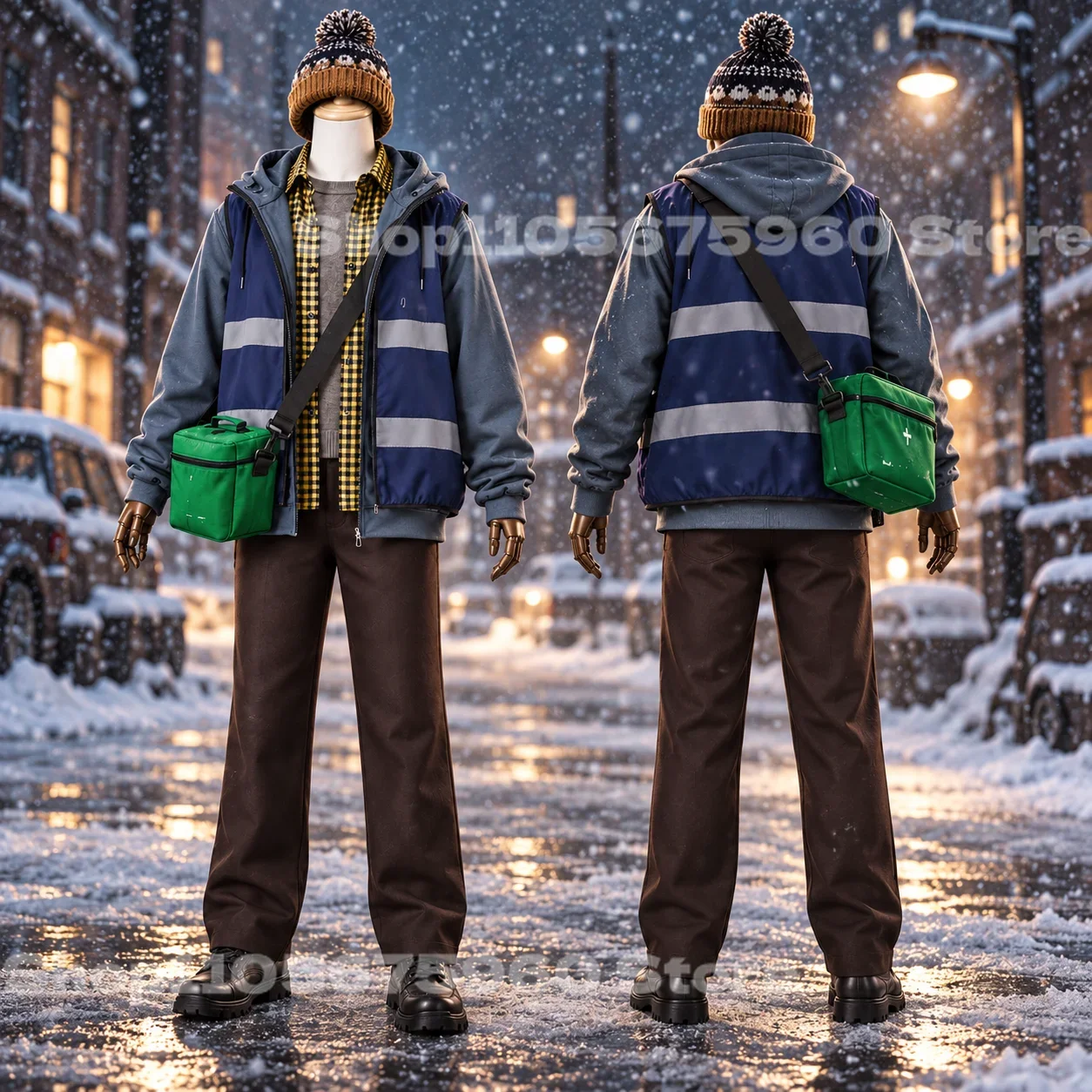 2026 Resident Bryan Cosplay Costume Movie Yellow Plaid Shirt Beanie Hat Vest Outfit Halloween Party Bryan Hodukavich Roleplay 2