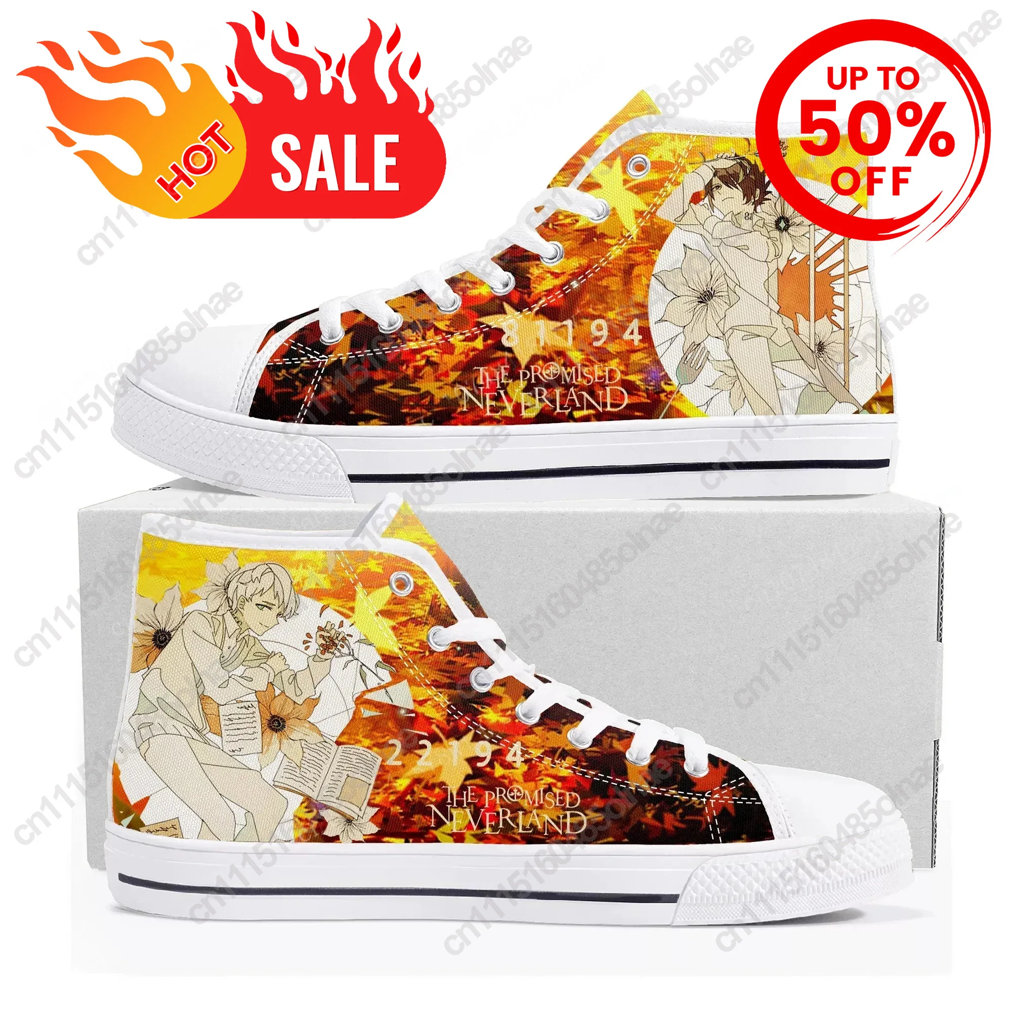 The Promised Neverland Emma Top Sneakers Men Women High Quality Canvas Sneaker Comics Manga Couple Customized Shoe