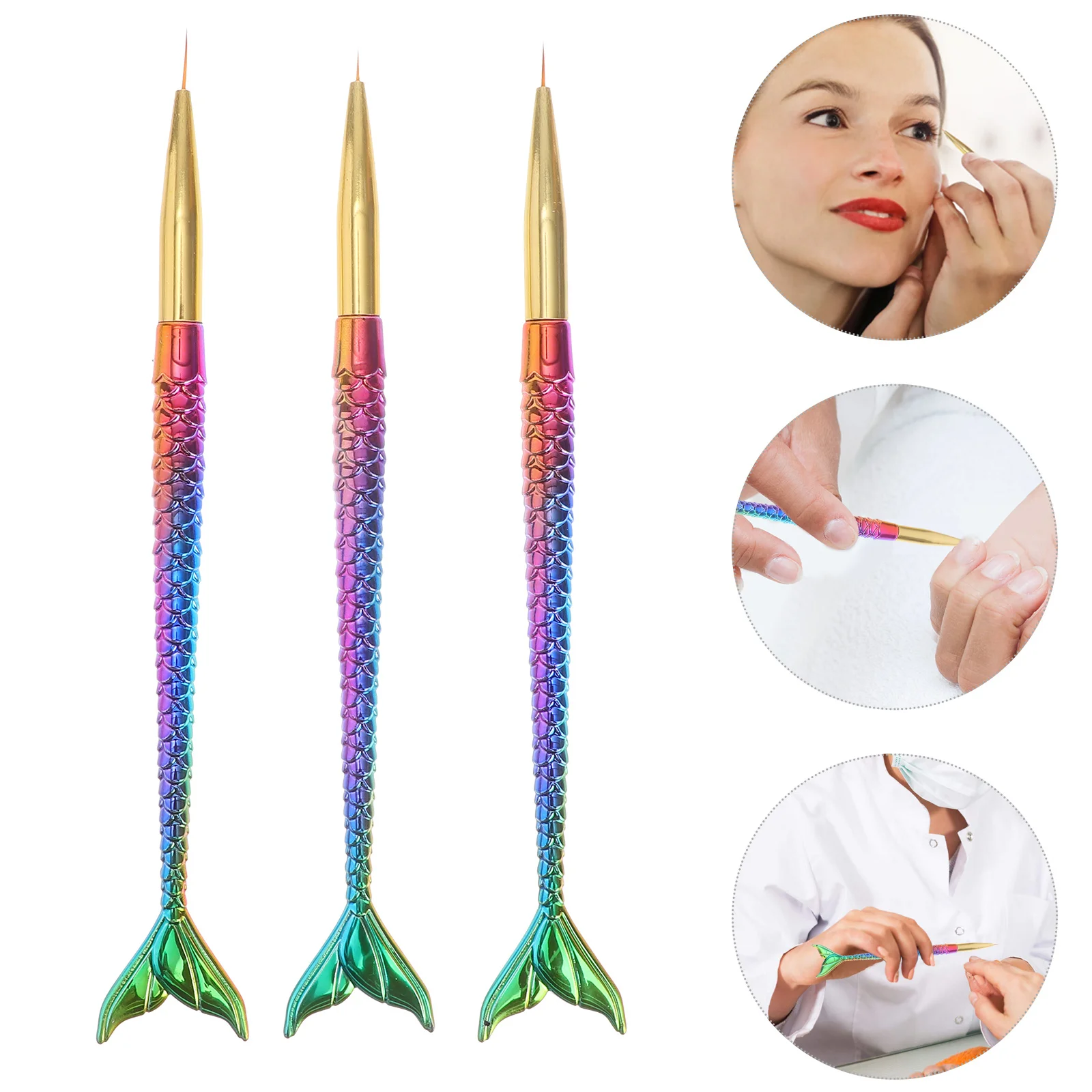 

3Pcs Premium Nail Art Pen Set Fine Tip Liner Brushes for Detailed Manicure Designs Creative Shaped Handle Convenient Use
