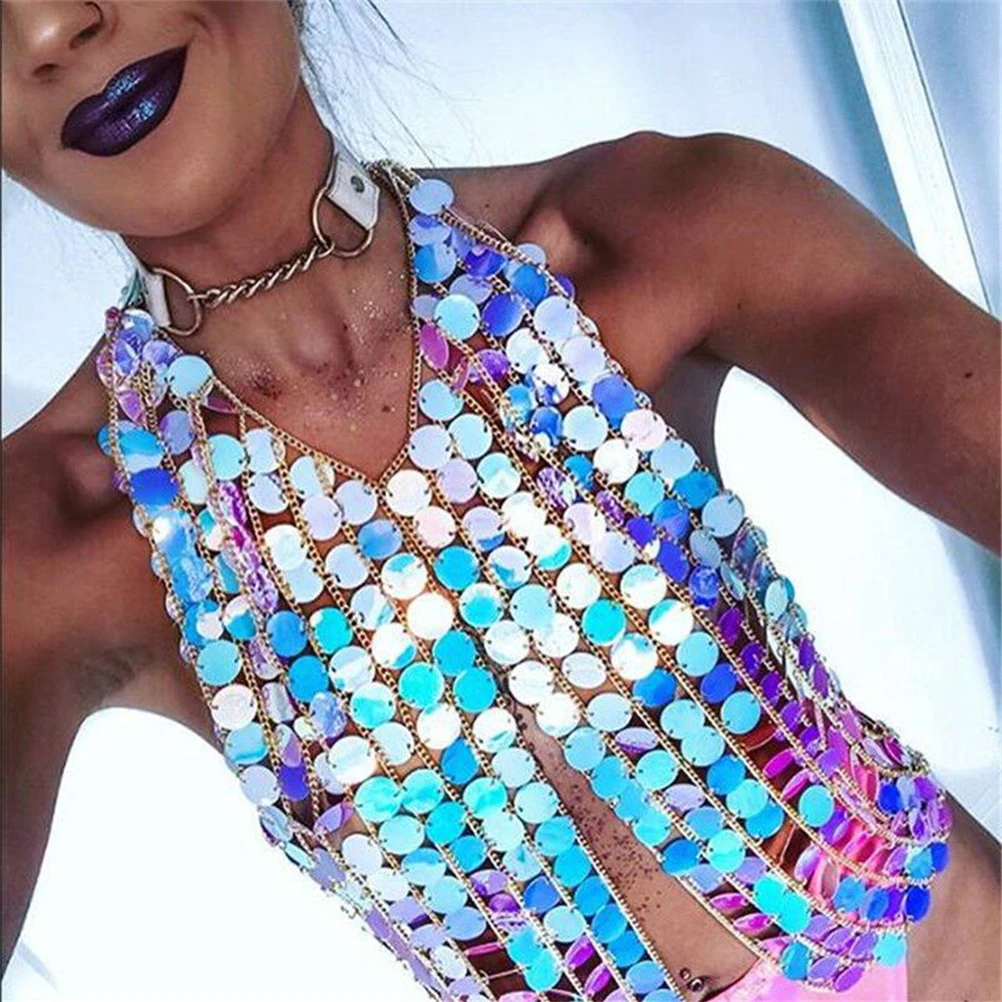

Colorful Chain Sequin Bikini Accessories Shiny Women Beach Size Fits Most Jewelry