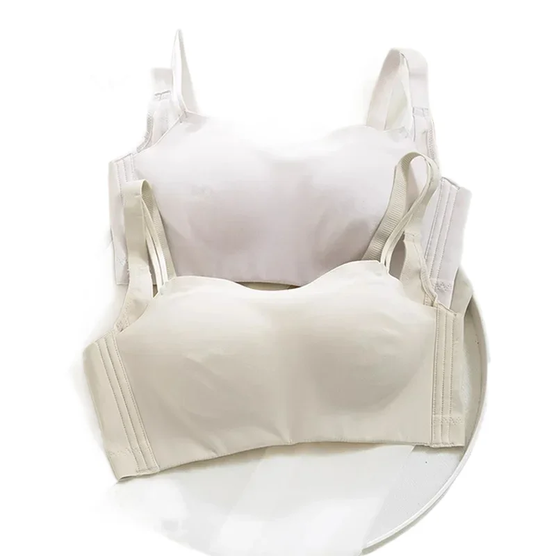 KUCLUT Seamless Bra Women's Summer Thin Style Anti-Light Underwear Large Size Chest Small Appearance Auxiliary Breast Collecti