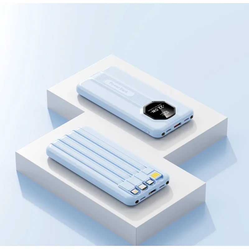 New 20000mAh Super Fast Charging Power Bank with Built-in Cable 22.5W Large Capacity Mobile Power Supply