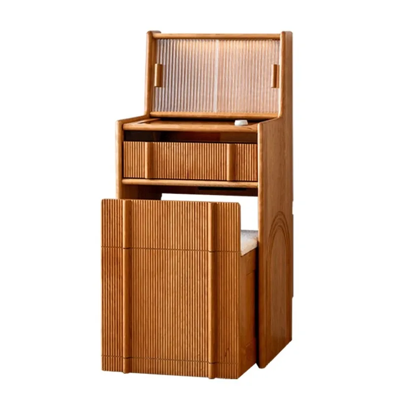 

Pine dresser bedroom cherry wood small dressing table solid wood dressing table storage cabinet integrated with stool storage