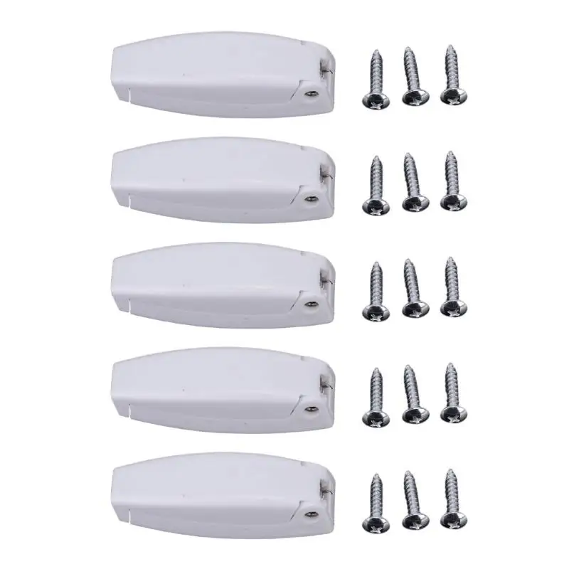 Recreational Vehicle Door Retainer Hardware Set with Spring Loaded ABS Parts, 5 Pack and 15 Screws for Trailers