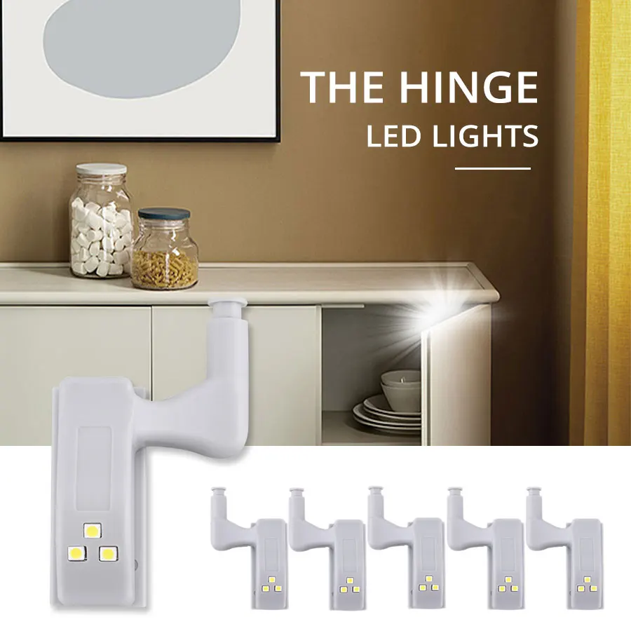 

6/10pcs LED Inner Hinge Lamp Cabinet Lights Wardrobe Cupboard Door Sensor Lights Bedroom Kitchen Closet Night Lights Not Battery