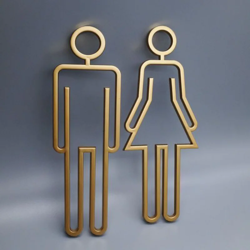 A Set of Three-Dimensional Hollow Out Bathroom Signs Creative  Bathroom  Door Signs Bathroom Signage Room Living Room Decoration