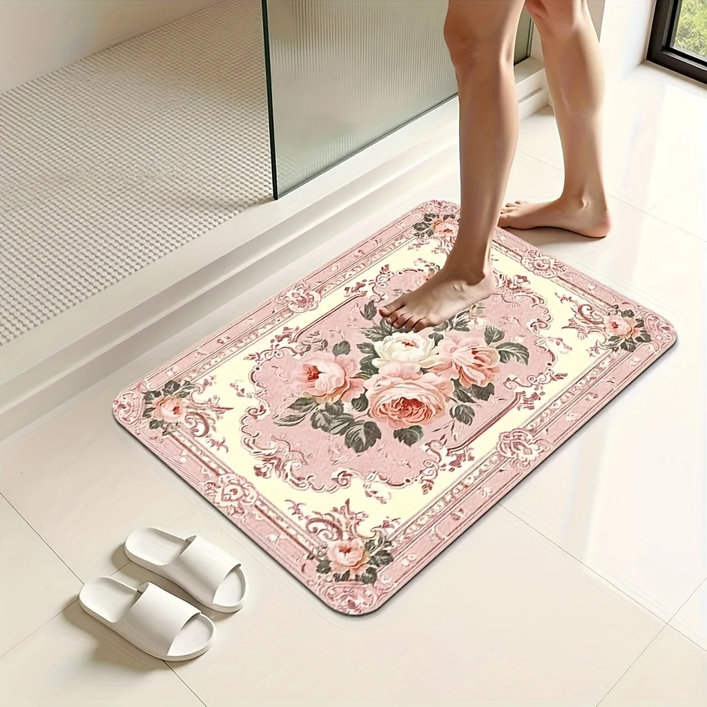 Walking with Faith Christian Doormat Vintage Mason Jar Floral Bible Verse Butterfly Print Non Slip Washable Front  Floor Rug