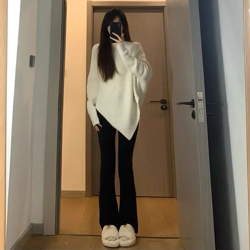 Turtleneck Sweater Women Baggy Fashion Design Pullover French Solid Color Thickened Knit Jumper Oversized Sweater