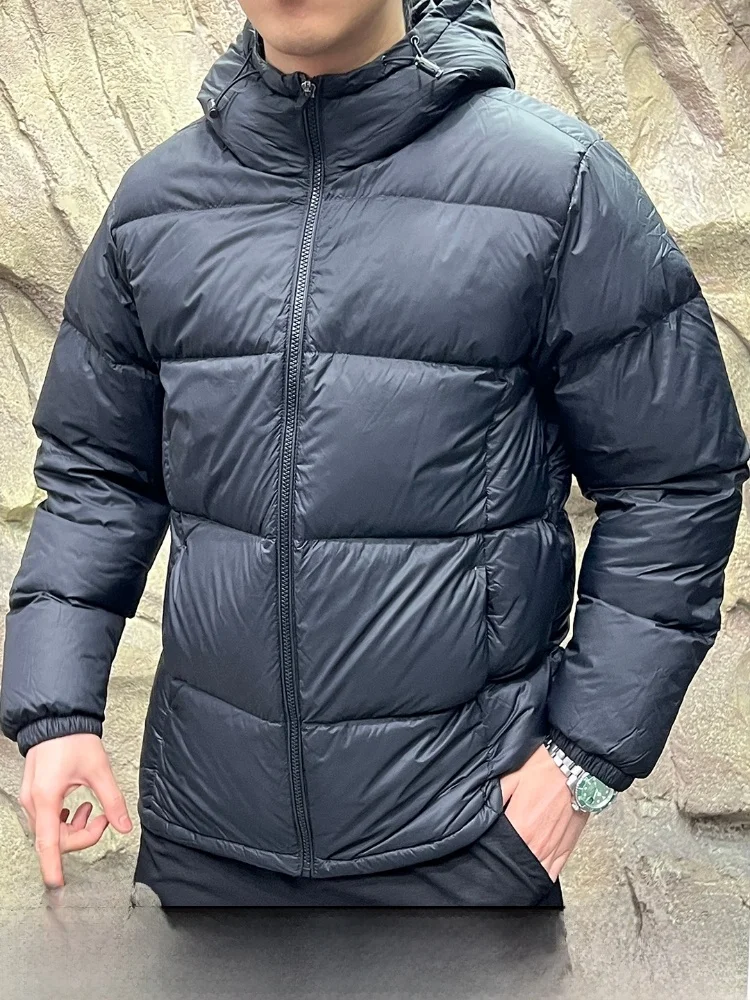 

High Loin Du down Jaet 330T ade Inner Anti-Drifting Warm Casual Sle Thiened Long Sve Zipper Closure