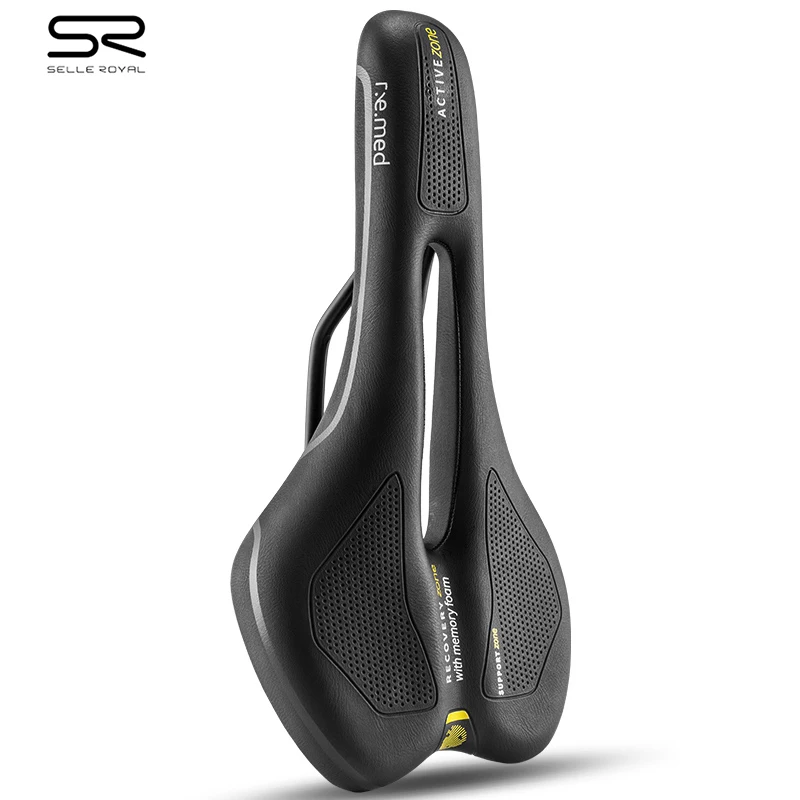 

SELLE ROYAL Cycling Saddle MTB Athletic Hollow Breathable Memory Foam Sponge Cushion Shock Absorber Bicycle Saddle Unisex Black