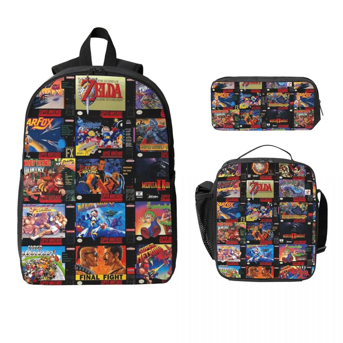 

Retro Gaming Boxes Backpack Student Boys Girls BookBag School Bag Computer Shoulder Bags 3ps Insulated Lunch Bag Pencil Case