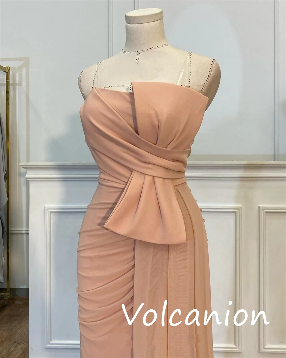 Robe longue en Jersey unisexe, personnalisée, exquise, avec nœud plissé, ligne a, sans bretelles, sur mesure, pour occasions, Simple