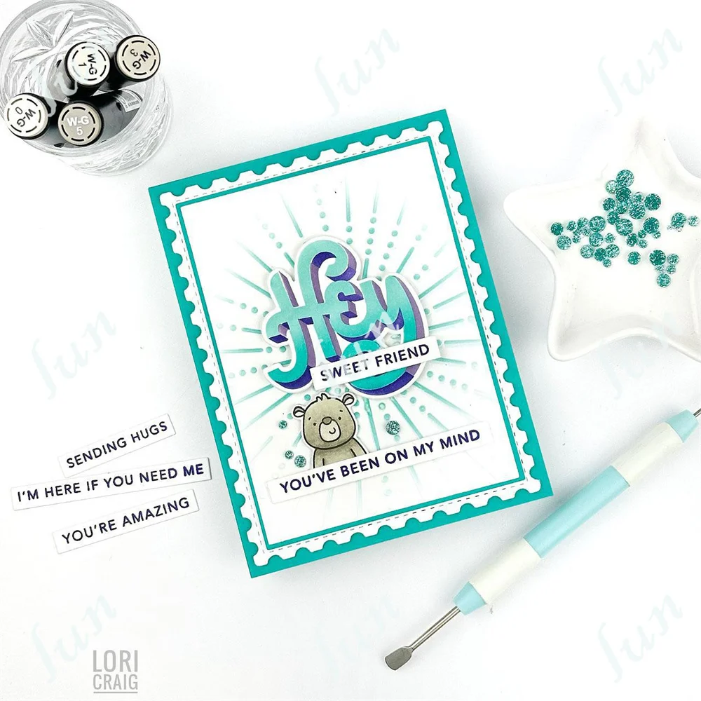Sweet Hugs Wrods Cutting Dies for Scrapbooking Decoration Twinkle Lights Background Stamps Dots Layering Stencils Embossing