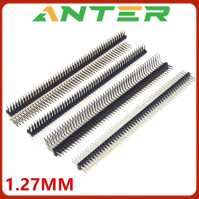 5 peças 1x50 2x50 50pin 100pin 1.27mm ângulo reto cabeça de pino de fileira única macho conector de pino de 90 graus pino de fileira dupla