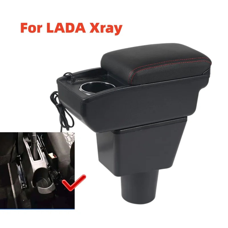 

For LADA Xray New model Car Armrest box Central Store content Storage box with fast charging cup holder Accessory