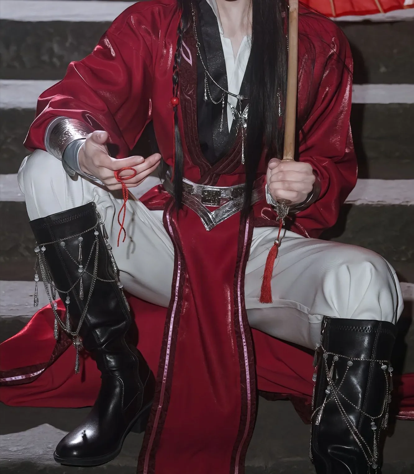 Cosplay en Stock disfraz de Cosplay de Hua Cheng bendición oficial del cielo Tian Guan Ci Fu Hanfu San Lang Huacheng trajes con ojales