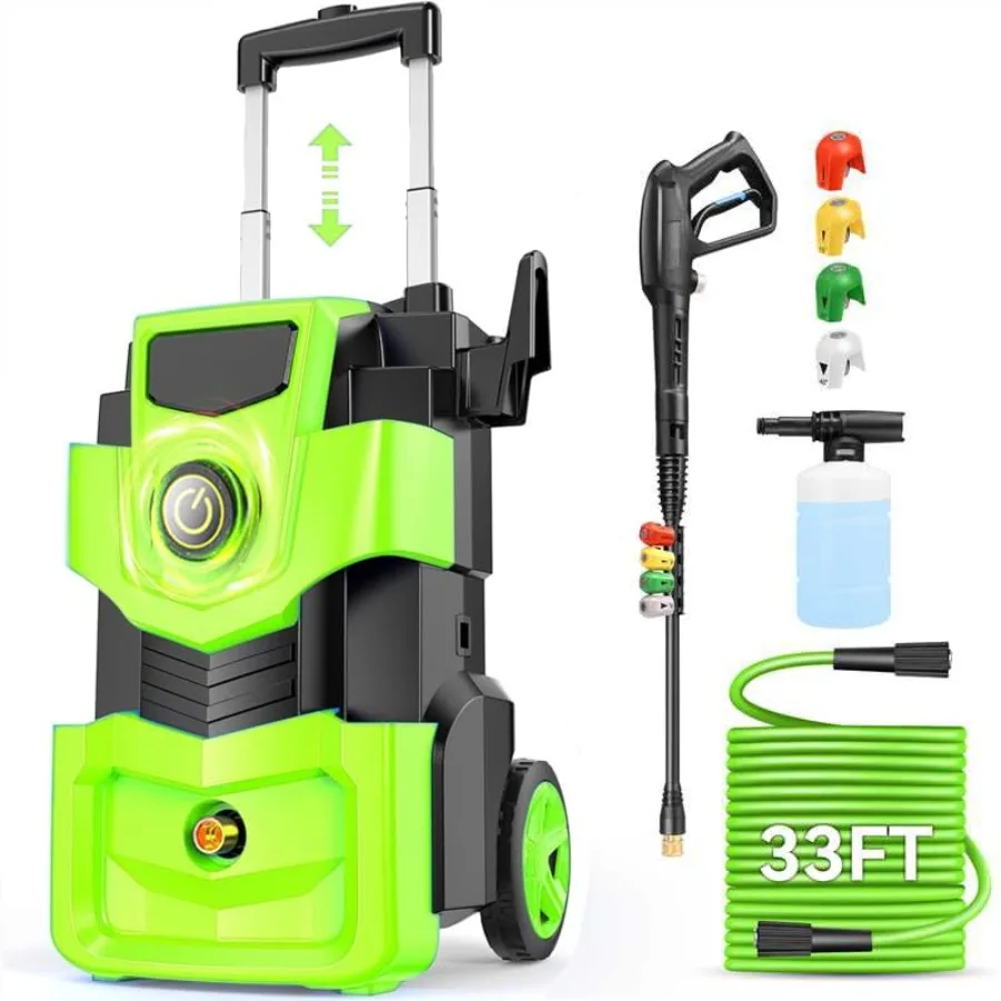 

5000 PSI Professional Electric Pressure Washer4.0 GPM Heavy Duty Power Washer with 4 Nozzles Foam Cannon 33FT Hose and 500ml So