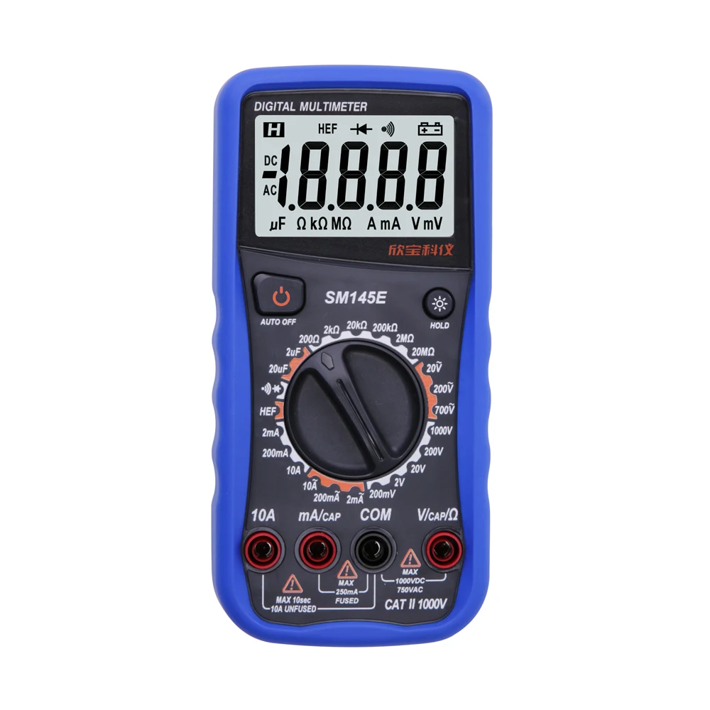 SM145E Multimeter 7.5-9.9V High Precision Fast Response Voltage Resistance and Capacitance Tester with Backlight and Test Pen