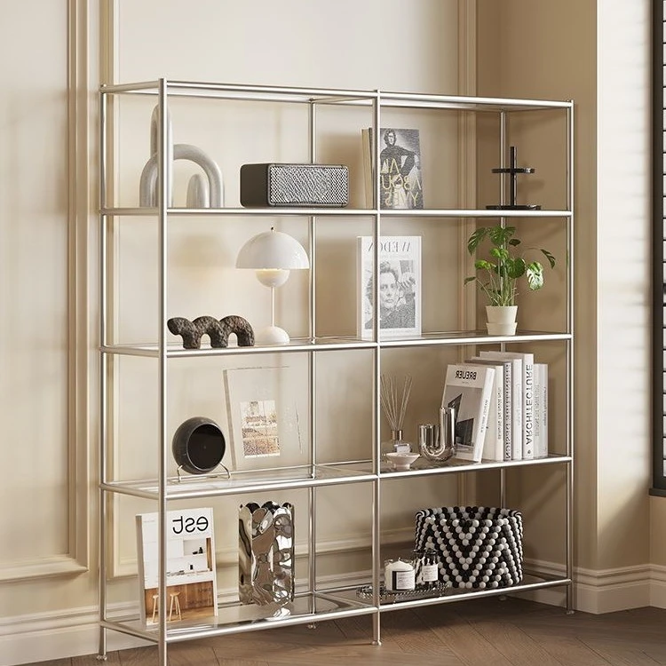 Simple display rack Stainless steel shelf Display rack Floor-to-ceiling storage