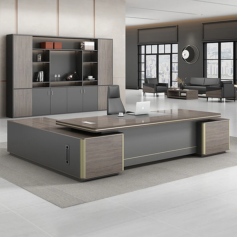 

Factory Multi-Size Wooden Office Desks Modern Luxury L Shaped Boss Executive Desk Office Table