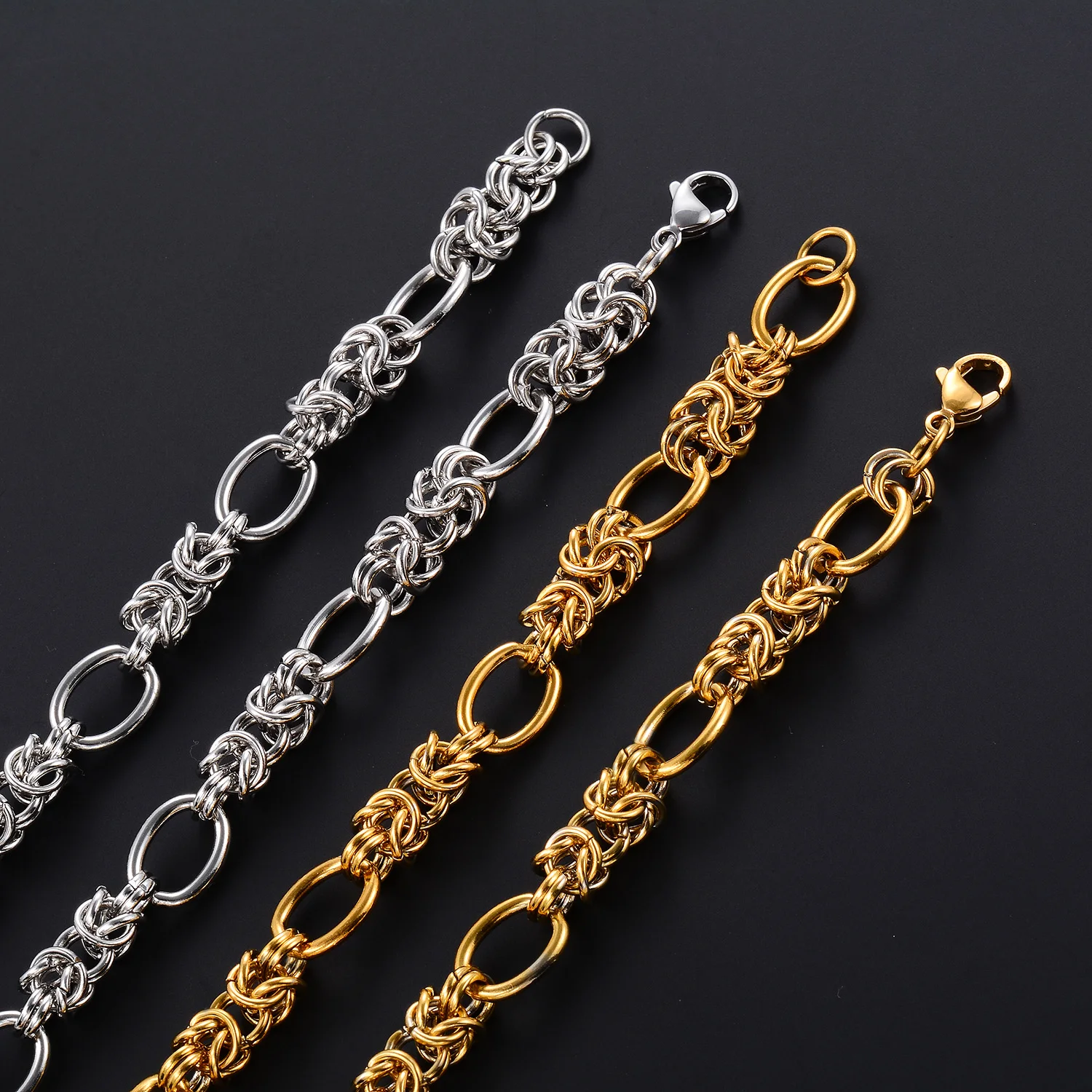 Punk-Gothic-Knoten-Link-Armbänder aus Edelstahl, 10 mm, Hip-Hop-Armreif für Männer, großer schwerer Schmuck, Zubehör für die Schmuckherstellung – Detail 2