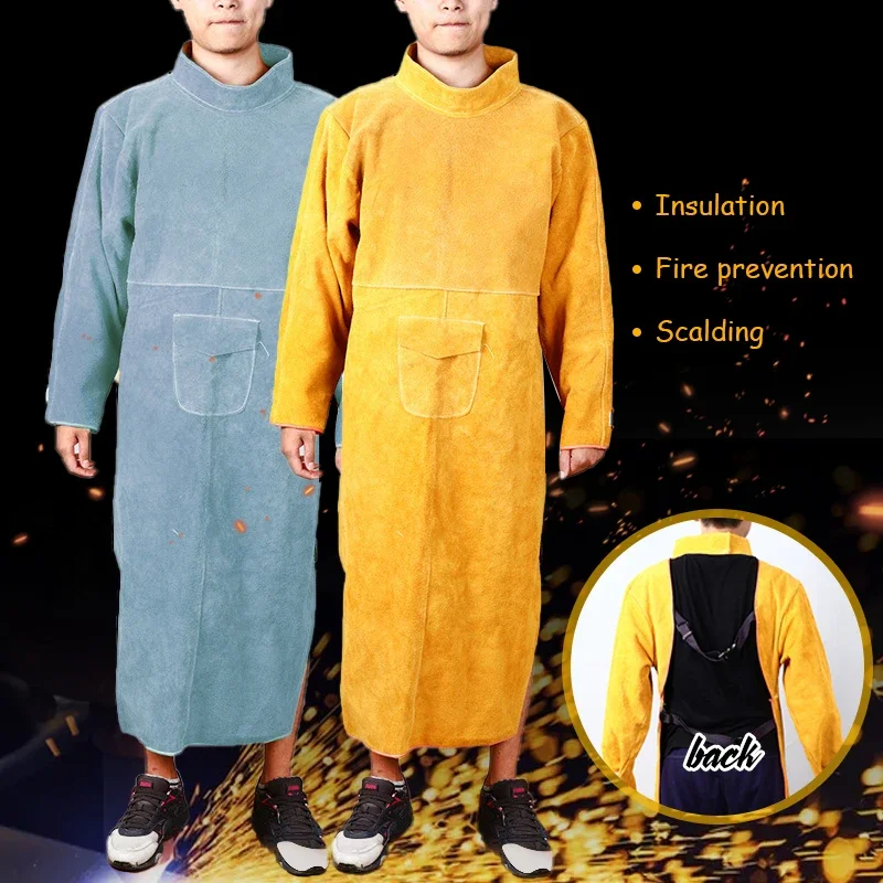 Cowhide Leather Anti-scalding Work Safety Apron Welder Apron Welding Protection Wear-resistant Welding Foot Guard Shoes Covers
