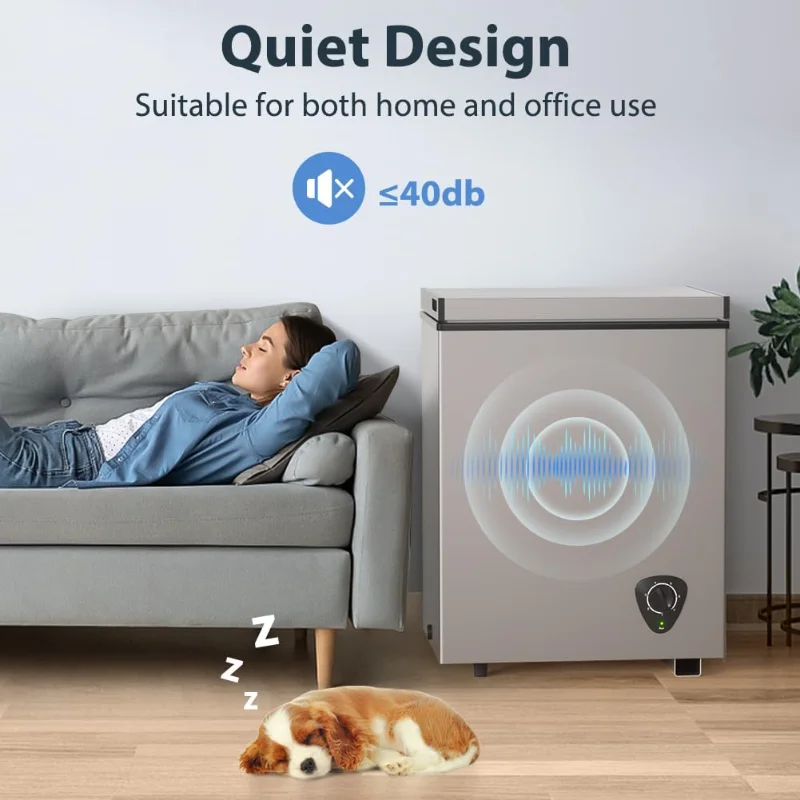 Lifeplus Congelatore a pozzetto, congelatore piccolo da 3,5 piedi cubi, porta compatta aperta superiore con cestello rimovibile, 7 controllo della temperatura