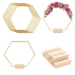 Golden Metal Floral Hoop Centerpiece with Stand Table Decoration for Wedding Baby Shower Decor DIY Home Wreath Flower Garland