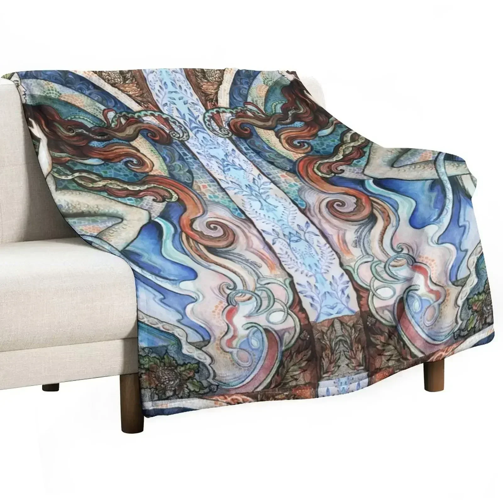 

Mermaid Dreams - Mermaid Art. Throw Blanket Cozy Sofa Blanket for TV Watching Napping