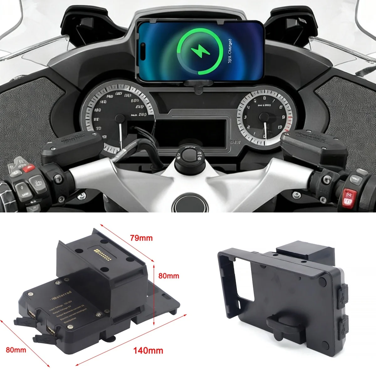 

Fit For BMW R1200RT 14-20 R1250RT 18-21 Motorcycle Navigation Bracket USB Charging Phone Holder GPS Mount Stand R 1200 1250 RT