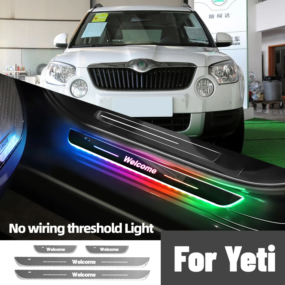 

For Skoda Yeti 5L 2008-2017 2013 2014 2015 2016 Car Door Sill Light Customized Logo LED Welcome Threshold Pedal Lamp Accessories