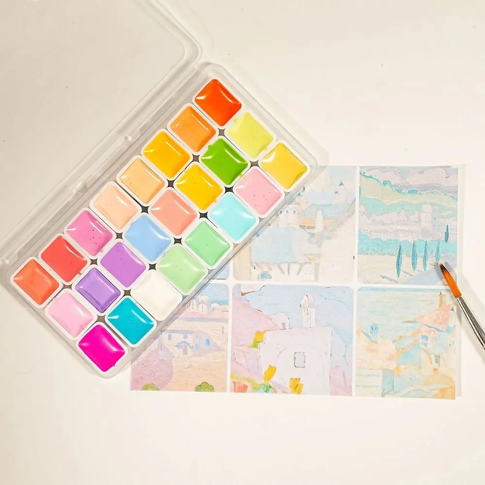 24 Colors Watercolors Paint Set Plastic 1ml Each Color Acuarela Pigments Easy To Smudge Quick-dry Solid Pigment