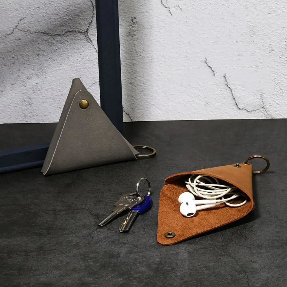 

Korean Style PU Leather Coin Purse Wallet Solid Color Triangle Coin Purse Card Bag Coin Purse Small Item Bag Business Office