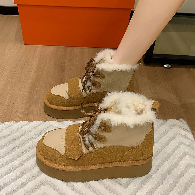 Thickened Winter Women's Snow Boots Integrated Thickened Sole Height Increase Warm Cotton Shoes Women's Luxury  New Ankle boots