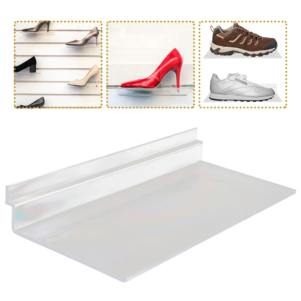 

8pcs Transparent Shoe Display Holder Clear Wall Shelves Slatwall Accessories Retail Store Rack Hanger Durability