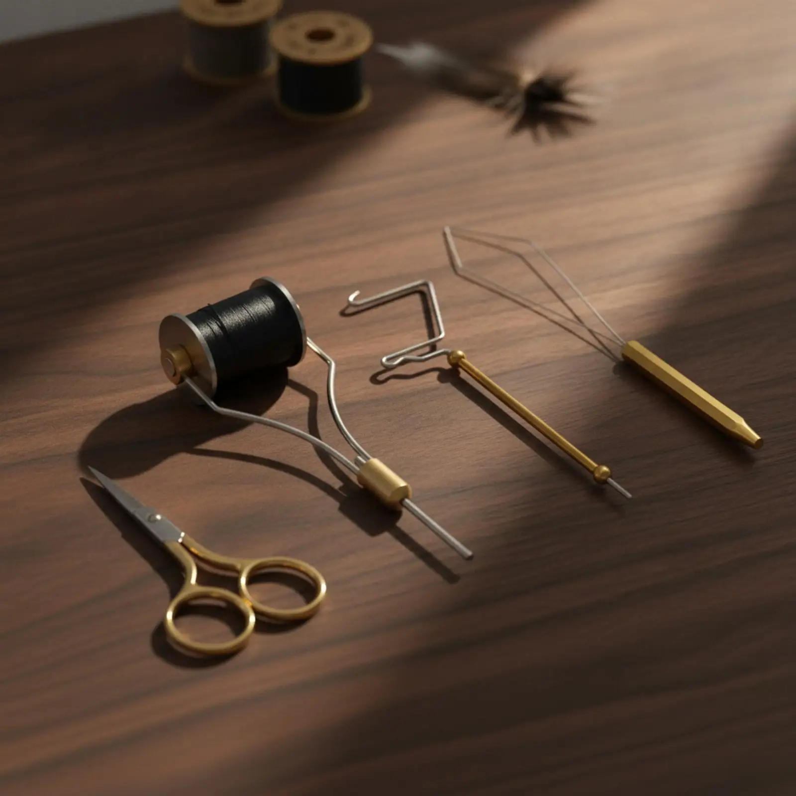 Stainless Steel Fly Lure Tool Kit for Fishing with Scissors Bobbin Finisher Dubbing Tool for Bench Use