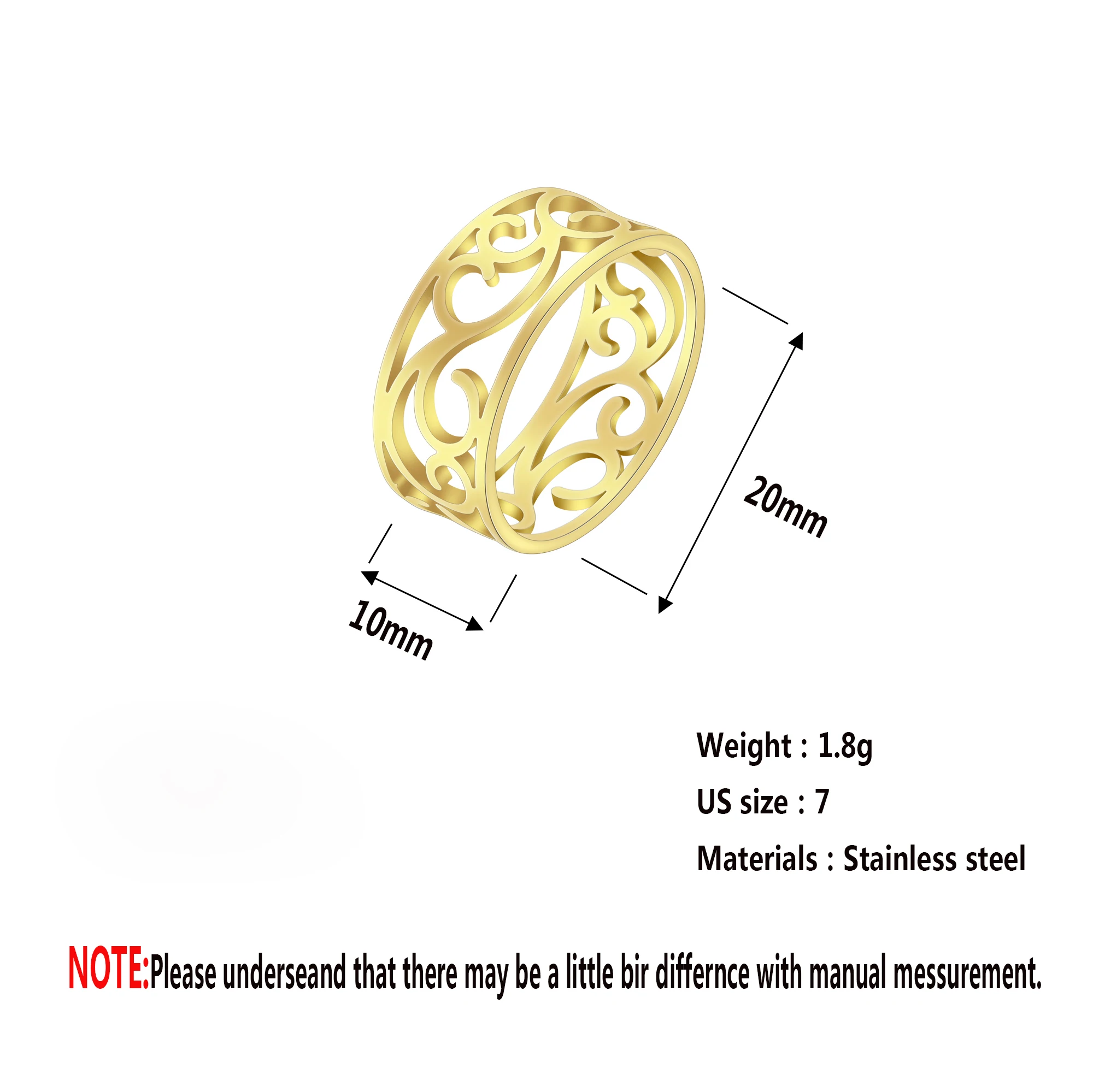 Chandler Stainless Steel Flower of Life Ring Vintage Hollow Ring Gold Filled Ring for Men and Women