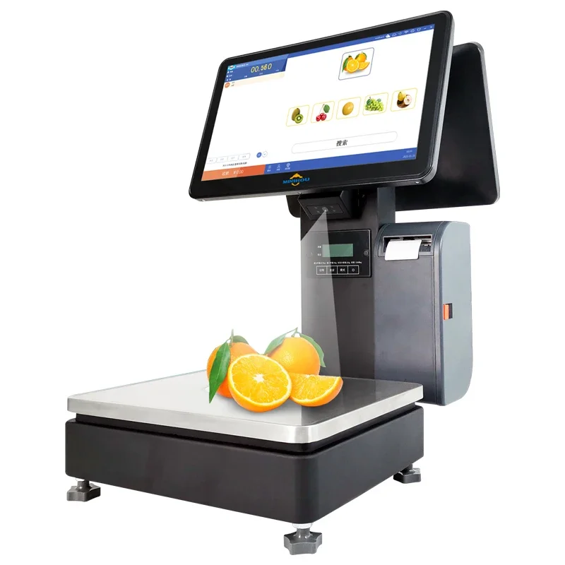 Identification scale Weighing cash register All-in-one machine Touch screen cash register scale Fruit store Fresh supermarket