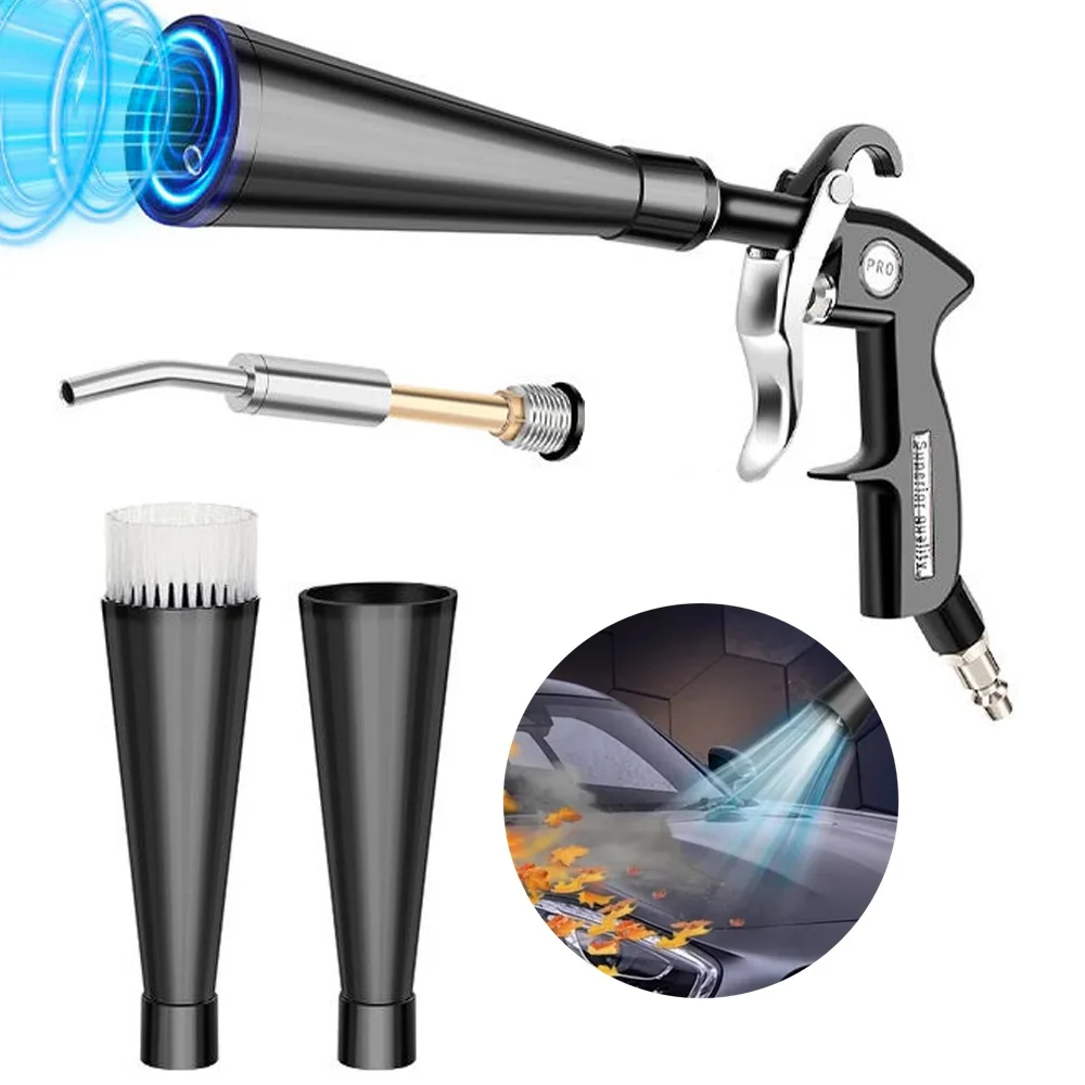 Multi-Function High Pressure Pneumatic Cleaning Gun Air Blow Nozzle Portable Dust Blower Car Interior Detailing Maintenance Tool