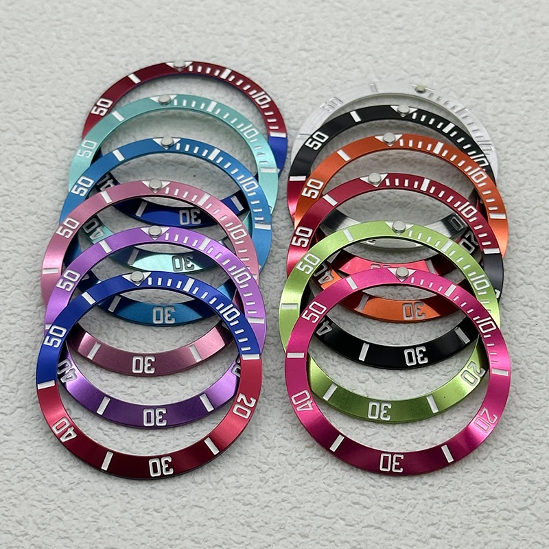 38 mm X 30.6 mm Watch Bezel Beveled Aluminum Bezel Compatible with SKX007 GMT SUB NH35 NH36 Movements Case Watch Bezel