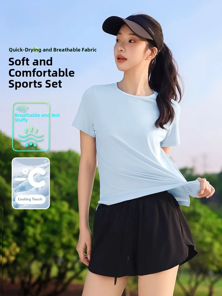

Bal Qui Dry Sports Set Women's Summer New Outdoor Fitn ort Sve Casual orts Two Piece Set Breathable Moisture W...