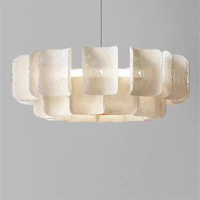 Wabi Sabi Led large Chandelier Bedroom Minimalist white Acrylic lamp Dining Living Room Hotel Lobby Hanging Lamp Fixture