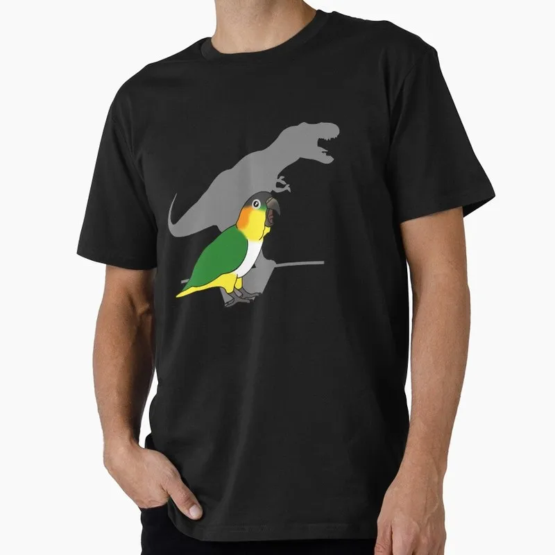 t-rex black headed caique Funny Cockatiel Gift T-shirt Birds T-Rex Shadow Graphic Clothes All Size Tops Unisex Tee S-6XL