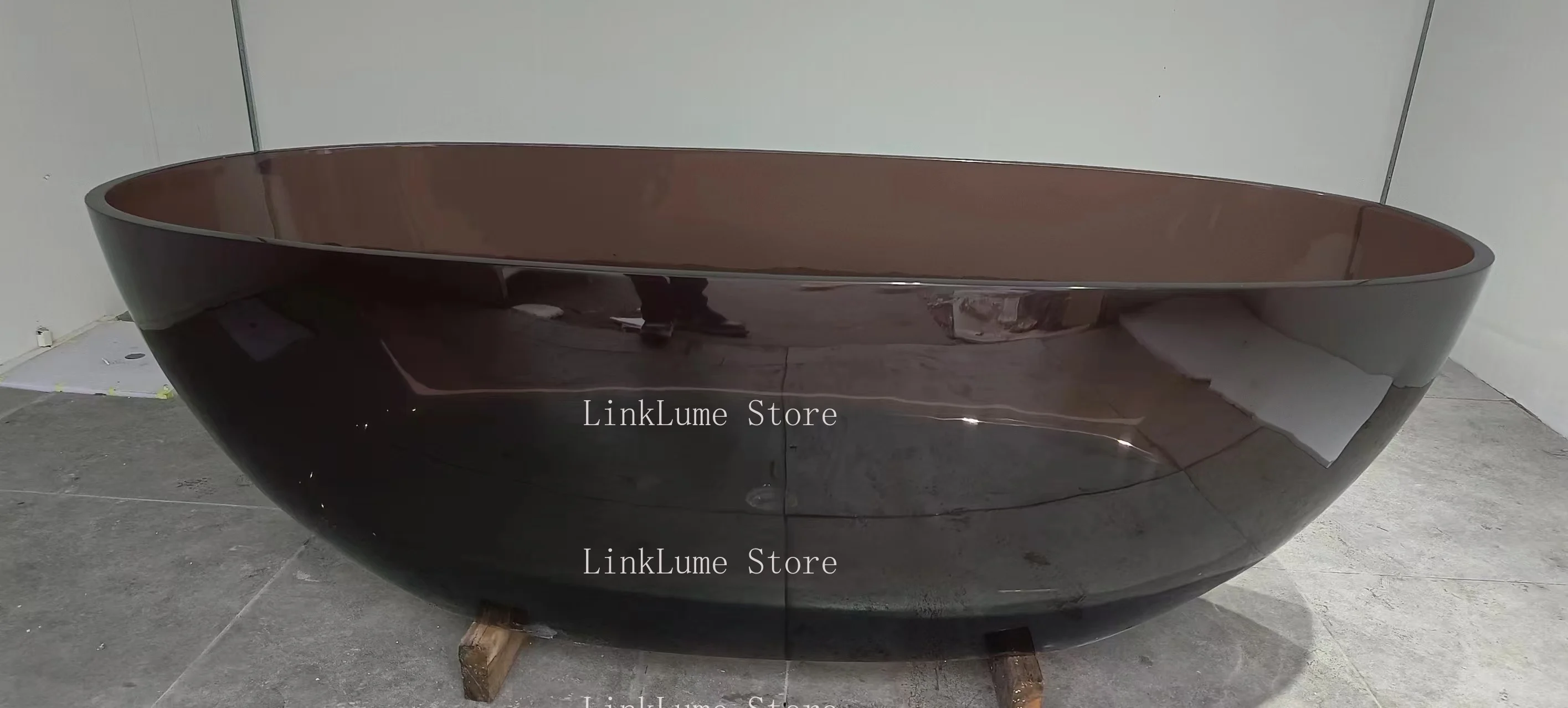 Pink transparent resin bathtub, fiberglass acrylic stone spiral whirlpool bathtub, crystal transparent oval semi-transparent